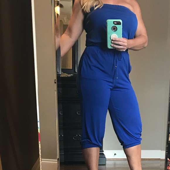 Royal blue jumpsuit by guess - Picture 1 of 5